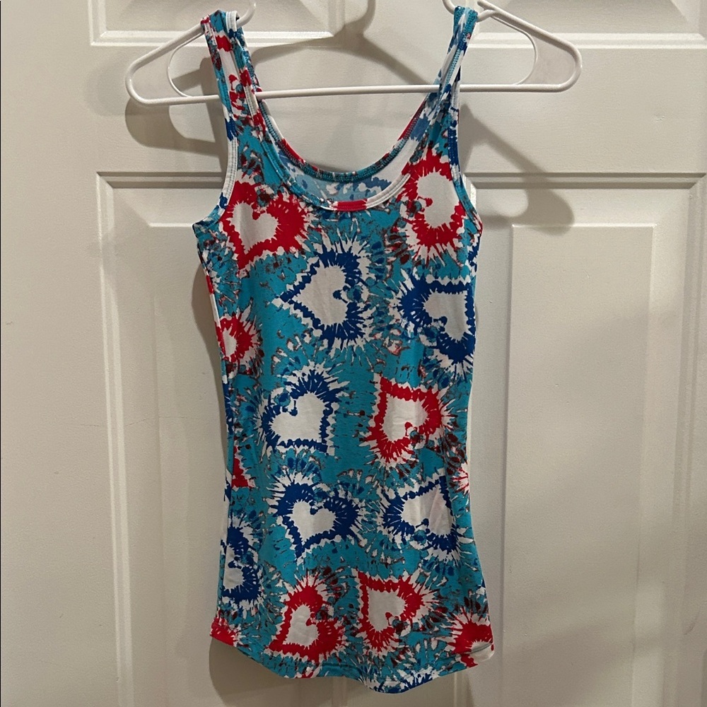 No Boundaries Blue and Red Heart Tank Top